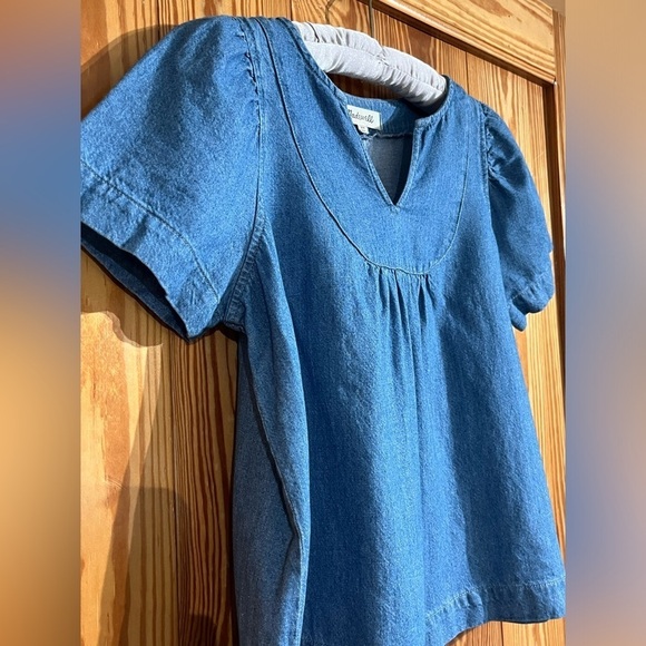 Madewell Denim and Linen Blend Popover Swing Top Short Sleeve - Picture 4 of 10